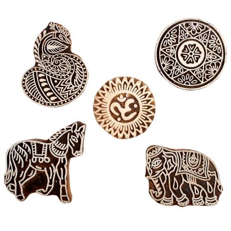 Set of 5 Piece New Mix Wooden Printing Block